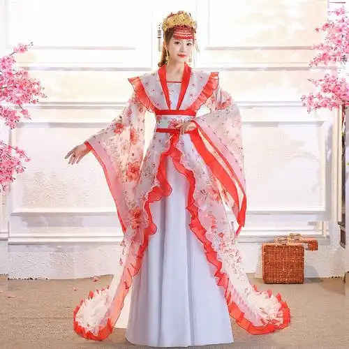 古装服装贵妃仙女拖尾汉服女中国风摄影大唐公主演出服古风女装