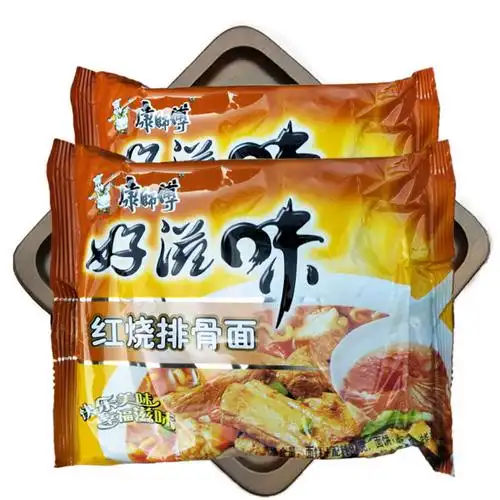 康师傅方便面袋装好滋味红烧排骨面泡面速食即食面整箱装95g24袋红烧