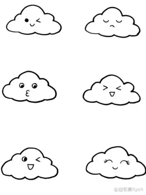 一起来画各种表情的小云朵吧,简单好看#图文伙伴计划 #云朵简笔画