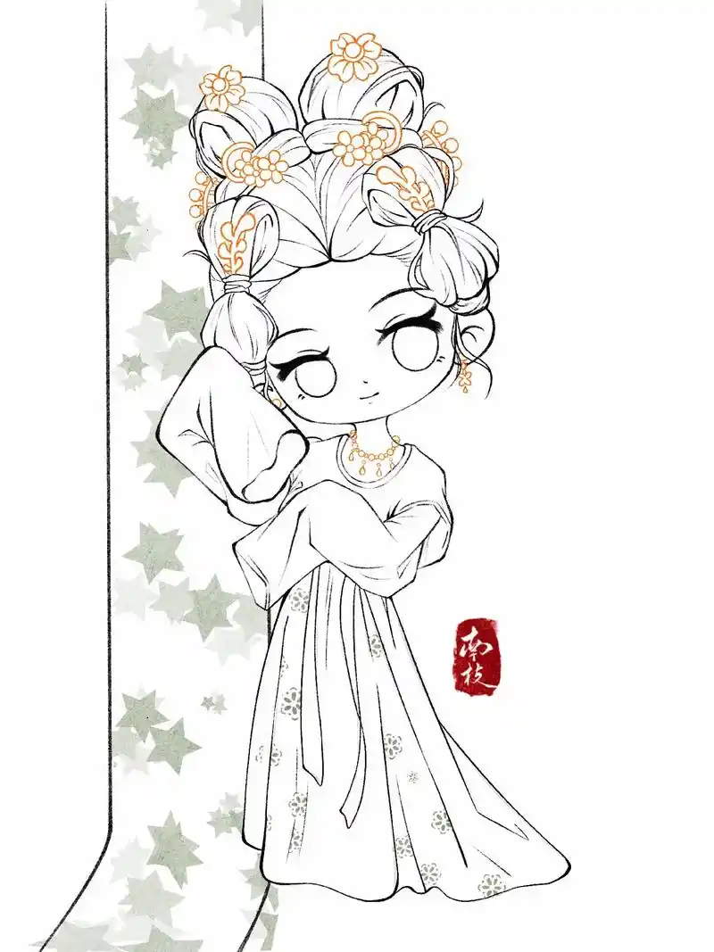 水彩q版全身人物