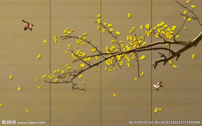 手绘中式玄关屏风背景底纹素材艺图片