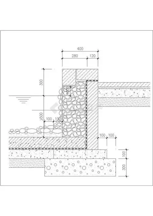 本工程为某小型跌水施共设计图,包含平面图,立面图,剖面图等,图纸内容