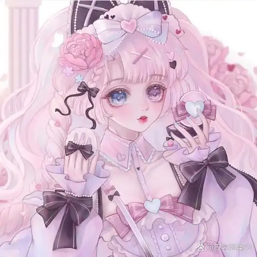 二次元女生头像 异色瞳 粉黑色系 高冷 御姐