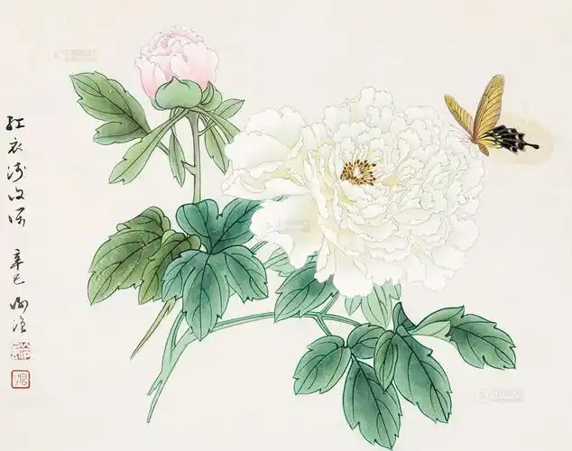 谢文兰2014年作工笔梅花镜心