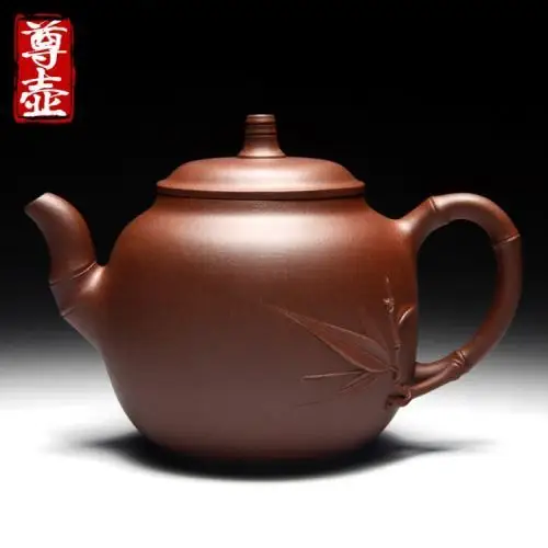 尊壶清水泥劲竹紫砂壶350ml助工周丽萍紫砂手工茶壶