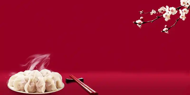 红色简约背景小年元宵饺子展板背景小年元宵背景