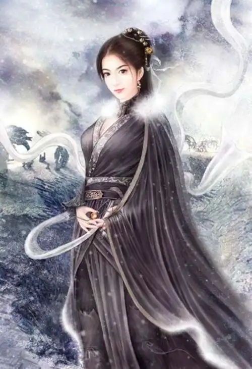 谁有手绘古装黑衣女子图片?