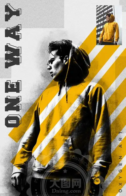 复古风格创意人像海报设计ps动作