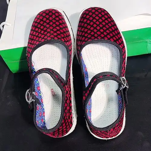 兹钦斐 步鞋千层底布鞋女手工老北京农村布底布鞋甘肃手工橡胶底系带