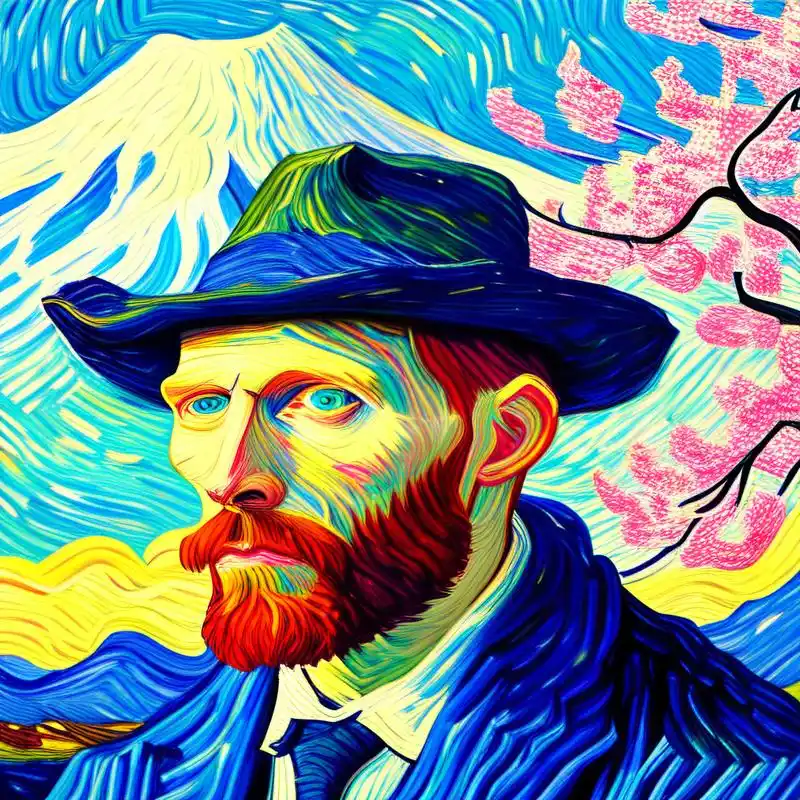 梵高在日本:与樱花和富士山的自画像