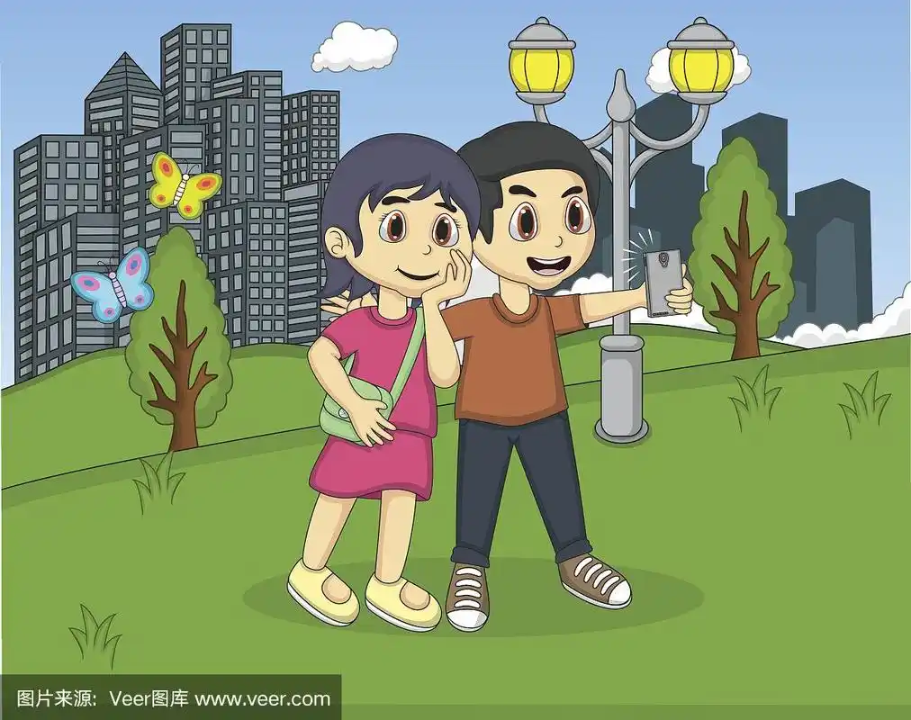 卡通,个性,派克大街,儿女,天空