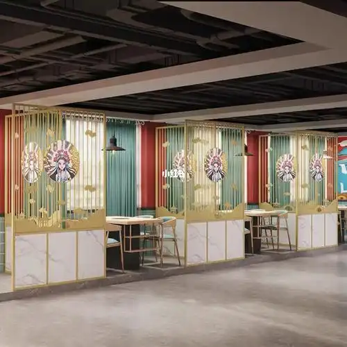 铁艺隔断屏风新中式火锅店烧烤店饭店包间包厢卡座围栏栅栏餐饮#屏风