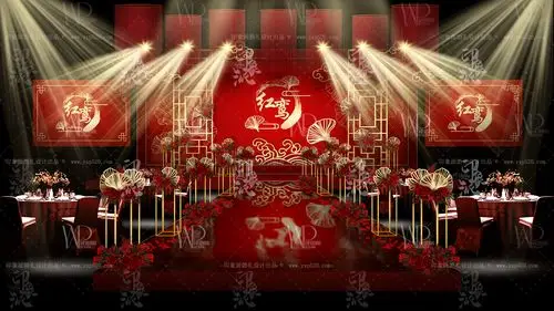 新中式婚礼背景psd源文件平面效果图设计方案策划样图