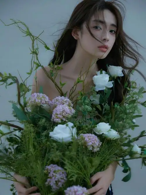 创意写真从身体里长出春天酷女孩90