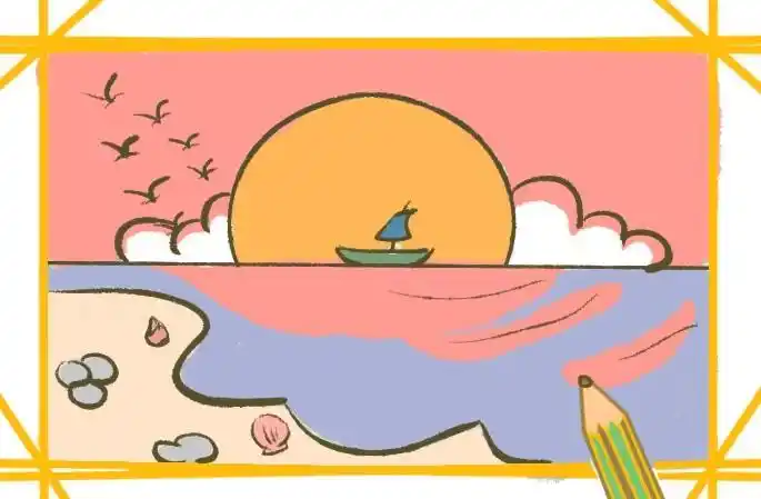 教程夕阳西下简笔画幼儿版日落简笔画夕阳怎么画风景简笔画简笔画大全