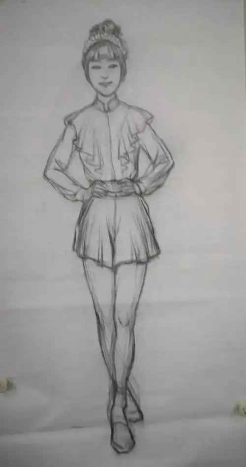 2019年吴元春写意人物四班第2课《少女全身正面写生》