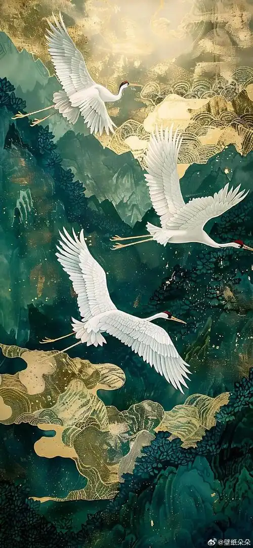 吉祥如意添福添寿仙鹤壁纸