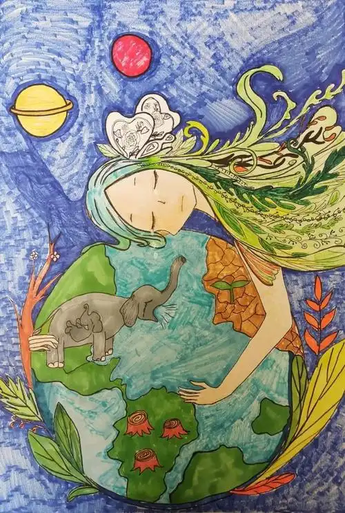 地球日创意画3岁(世界地球日儿童画公益大赛结果出炉)(23)