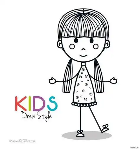 少儿简笔画—可爱时尚的女生,小孩走路简笔画,小孩素材 卡通 人物