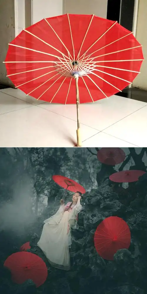 古风拍摄用品古伞汉服拍照道具纯红色古伞外景拍摄演出道具工艺伞封后