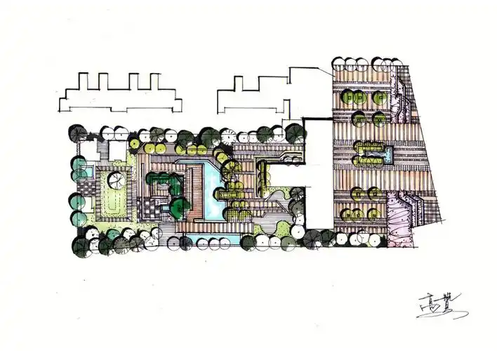 卓越手绘  #卓越设计家马克笔  #马克笔上色  #景观手绘  #景观平面