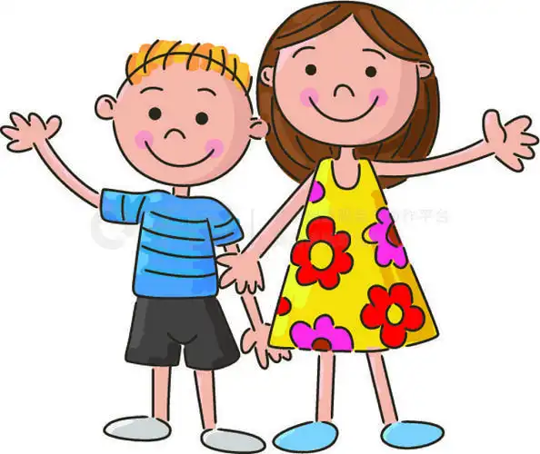 吉祥物, 标志, 贴纸, 或任何设计你想要的014卡通小孩子手牵手042兄弟
