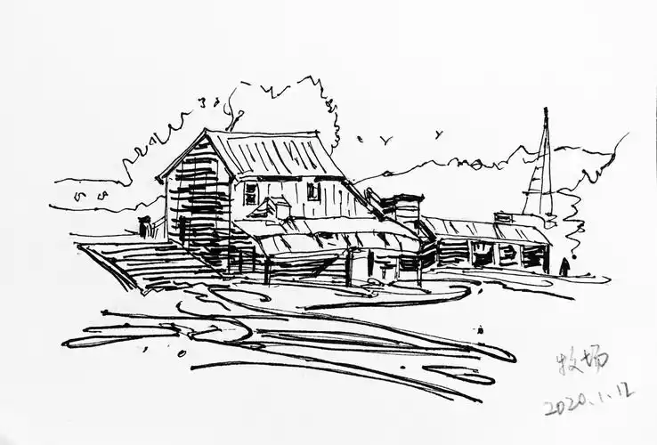 钢笔风景线稿练习