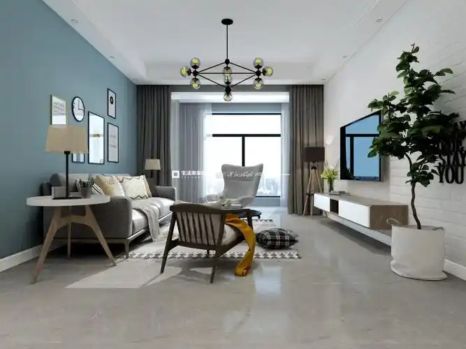 银川阅海万家北欧风格125平米装修效果图案例_银川生活家装饰装修设计