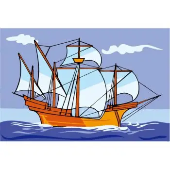 动物人物手绘创意填色画手工装饰画宝宝益智玩具照片填色 金色 小帆船