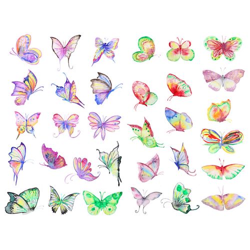 【已裁剪】彩色蝴蝶可爱动物diy装饰手账素材手帐贴纸儿童贴贴画