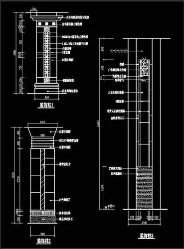 室内装修设计施工图-装饰柱cad-z01