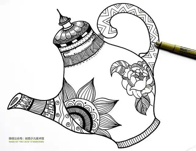 儿童画教程|造型概括 趣味装饰——一壶好茶!