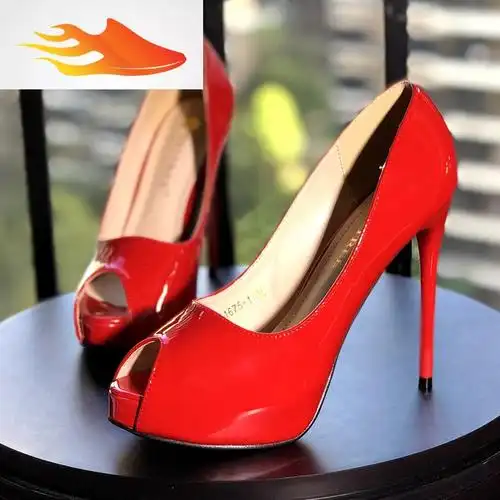 fishbasket12cm超高跟鱼嘴单鞋春秋新款防水台细跟女鞋韩国公主白色