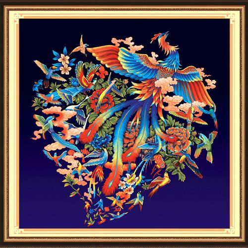 百鸟朝凤十字绣2021新款线绣客厅卧室小件玄关中式十字绣套件