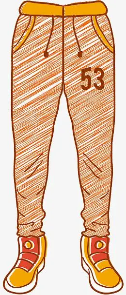 浅黄色矢量卡通运动裤