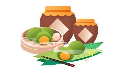 寒食节青团美食矢量插画