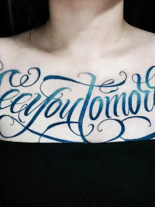 蓝色花胸花体字