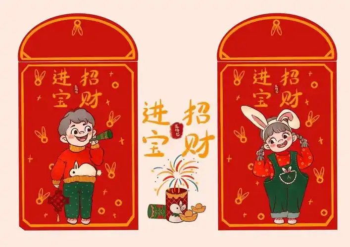 招财进宝 | 兔年壁纸头像插画红包