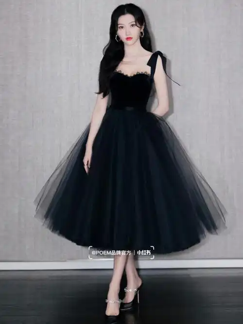 景甜odette纯黑芭蕾礼服套装