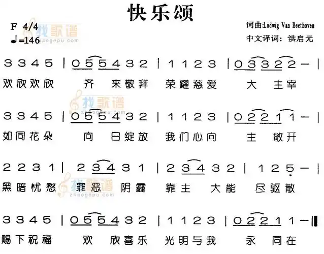 欢乐颂_欢乐颂简谱_欢乐颂吉他谱_钢琴谱-查字典简谱网