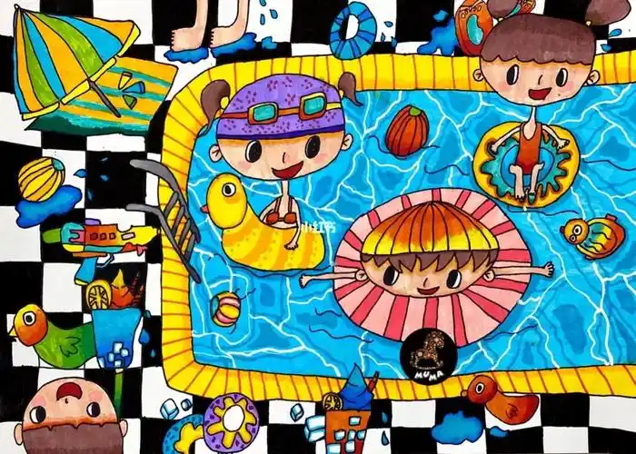 邓芊羽8岁第一次游泳