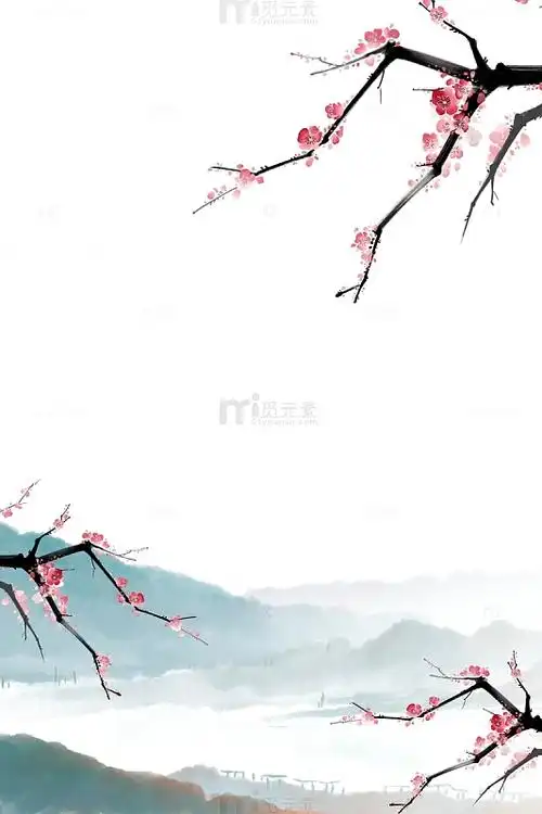 古风梅花山山水画