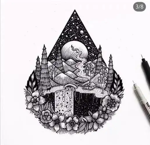 一组超细腻的创意黑白插画分享!针管笔也有春天!