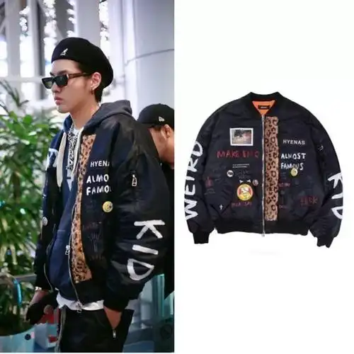 潮流合伙人吴亦凡同款宽松韩版潮流开衫棒球服外套男飞行夹克港风