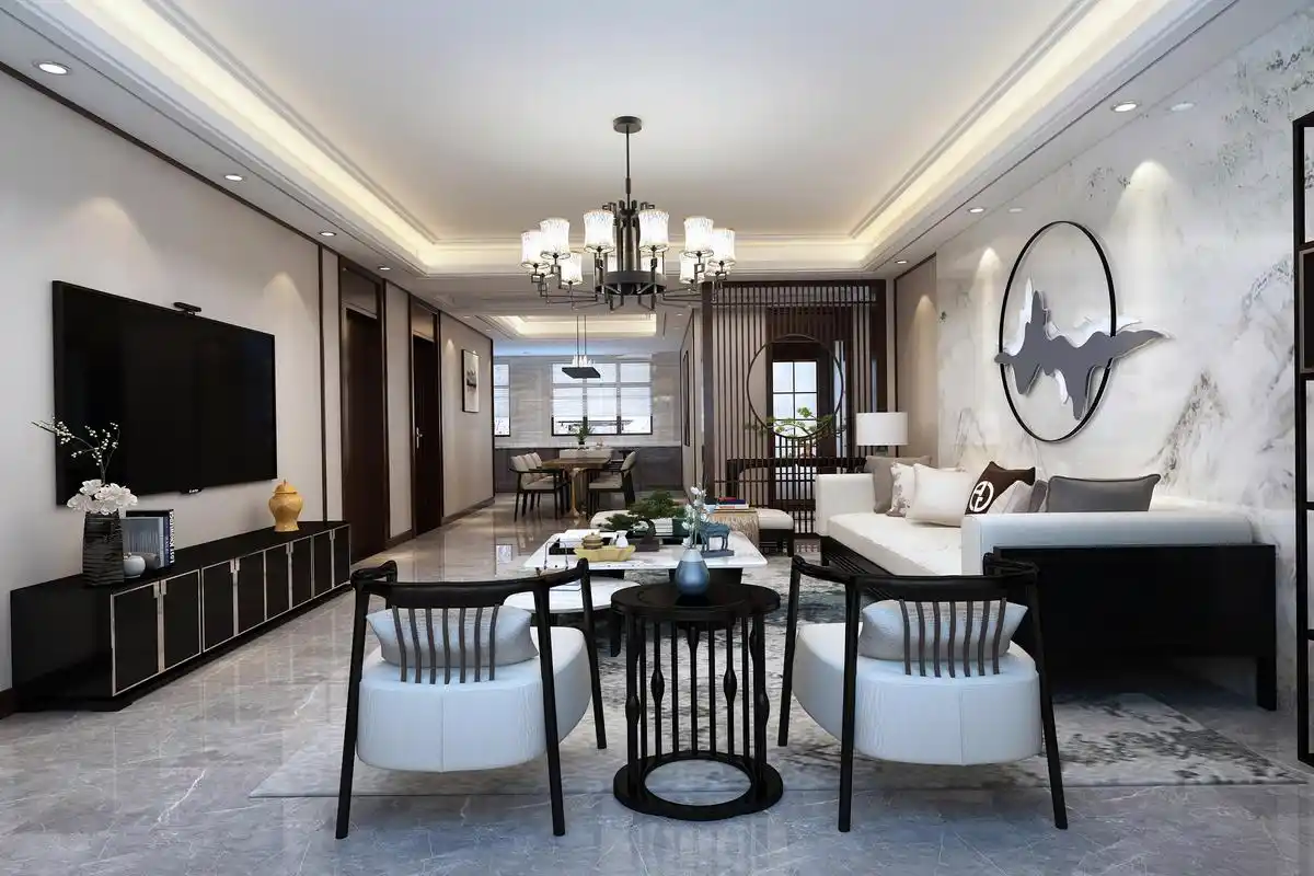 新中式风格四居室装修设计效果图 家装案例