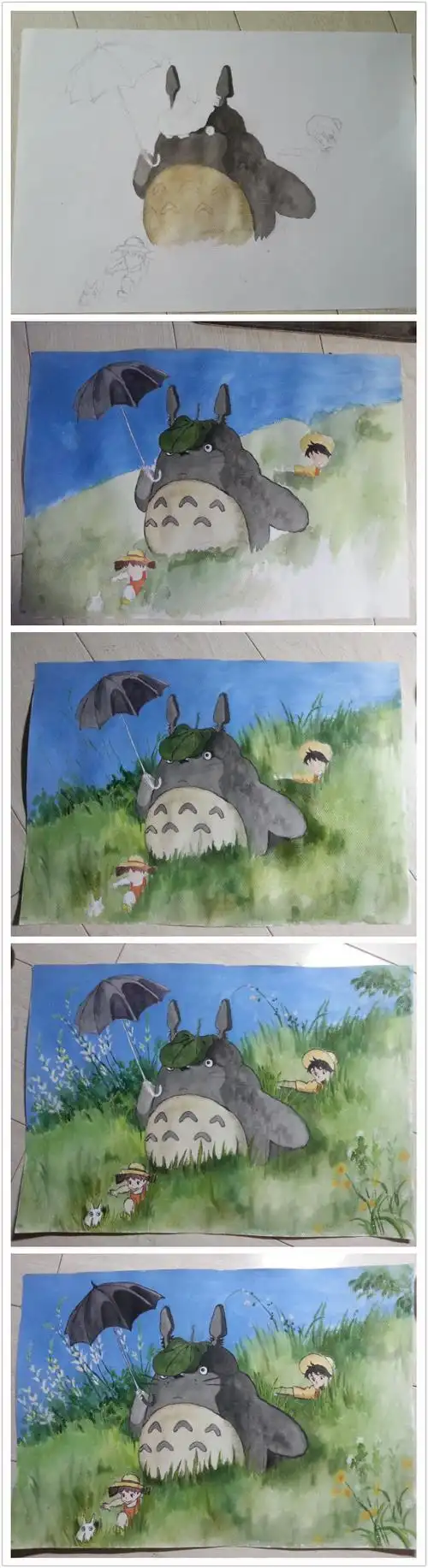 水彩画宫崎骏龙猫