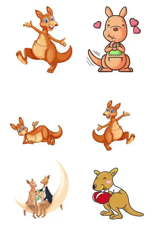 手绘创意卡通袋鼠