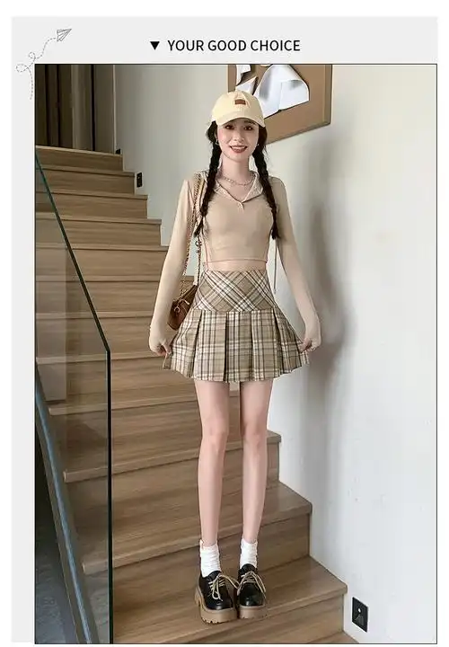 实拍现货夏新款学生高腰半身裙ulzzang百褶裙chic短裙裤裙裙子… - 17