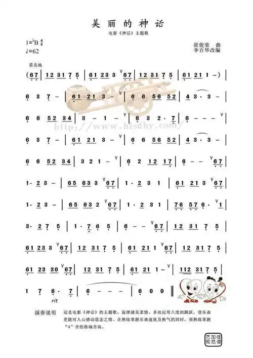 葫芦丝,美丽的神话曲谱(王厚臣)