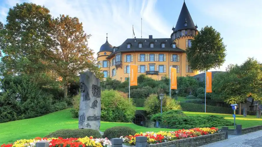 德国,genovevaburg,梅恩镇,城堡,草,花园 壁纸 - 1920x1080 全高清